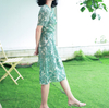 Sustainable Silk Wrap Dress Elegant Short Sleeve Silk Dress