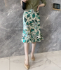 Floral Printed Silk Midi Skirt