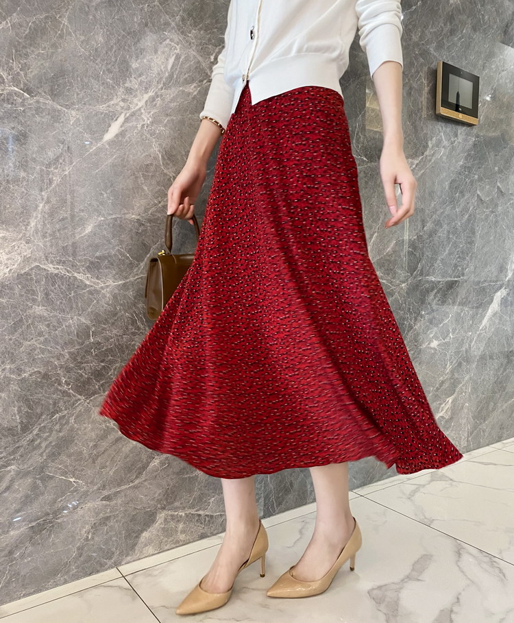 A Line Floral Printed Maxi Silk Skirt