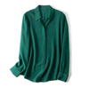 Women's Green Silk Button Down Shirt