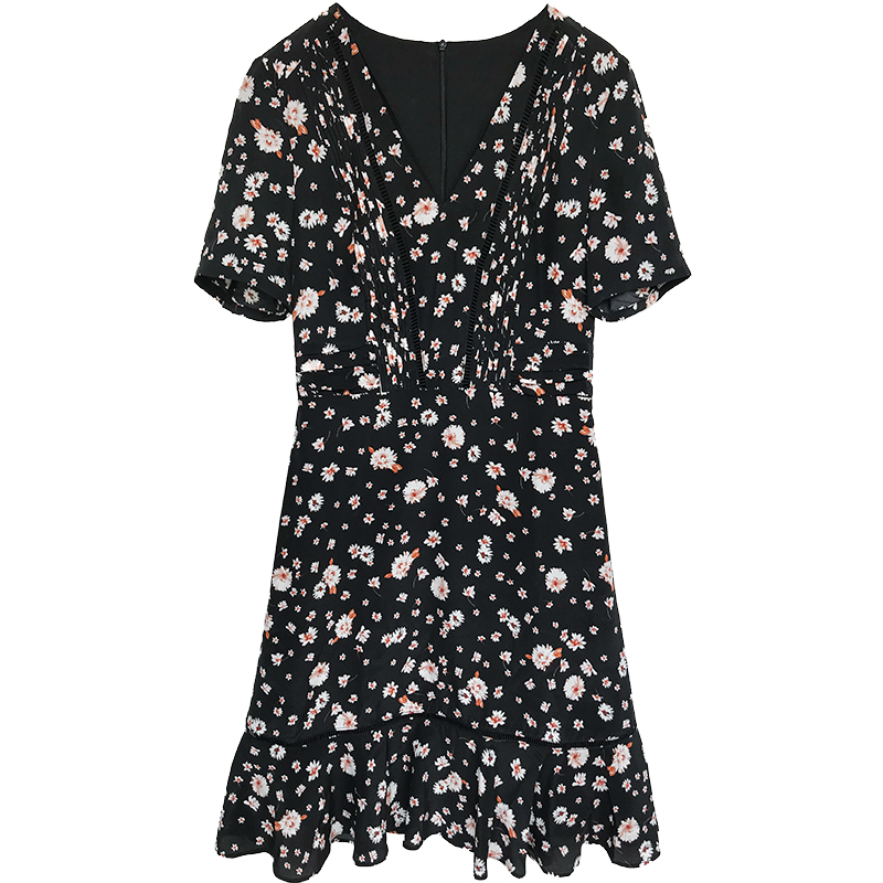 Oriental Mulberry Flower Silk Midi Dress