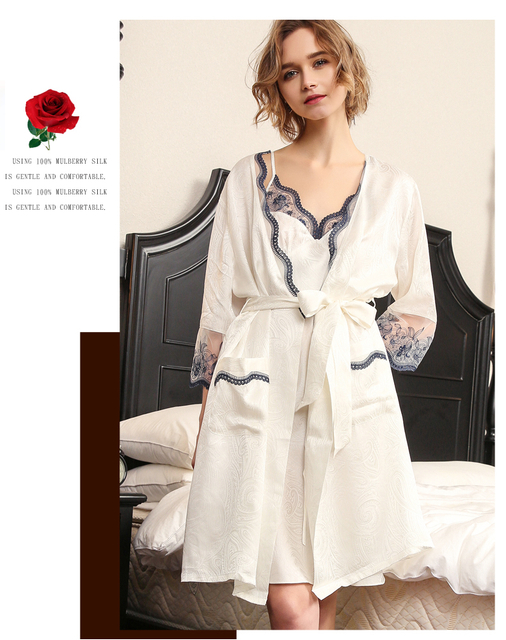 Sexy 2 Piece Silk Cami Sets Nightwear with Robe