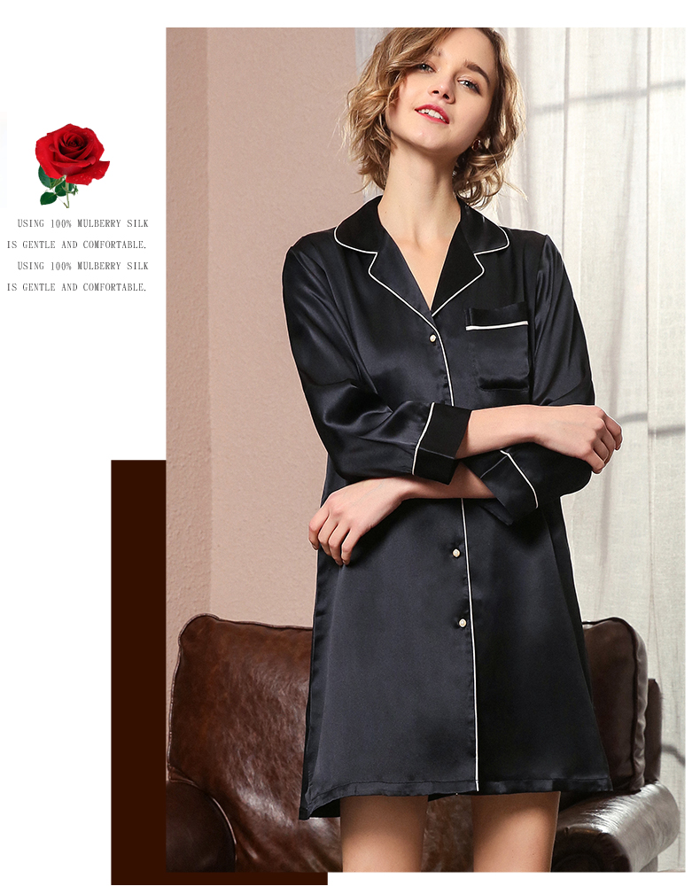 Affordable Organic Silk Night Dress for Ladies in Black